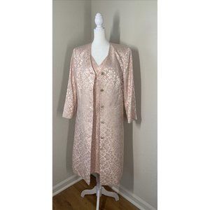 JOHN MEYER COLLECTION Dress & Coat Suit Womens Size 14 Blush Pink Brocade